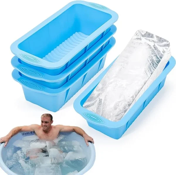 Extra Large Ice Block Mold for Ice Bath, 4 Pack 9.4lb Big Ice Cube Molds, Silicone Ice Bath Accessories Water Chiller for Cold Plunge or Coolers